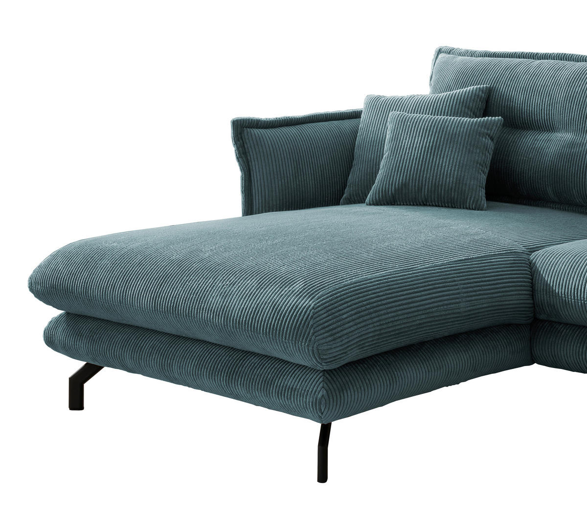ECKSOFA in Cord Petrol  - Petrol/Schwarz, Modern, Textil/Metall (180/255cm) - Livetastic