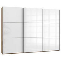 SCHWEBETÜRENSCHRANK in Weiss, Eichefarben  - Chromfarben/Weiss, Modern, Holzwerkstoff (300/216/65cm) - MID.YOU