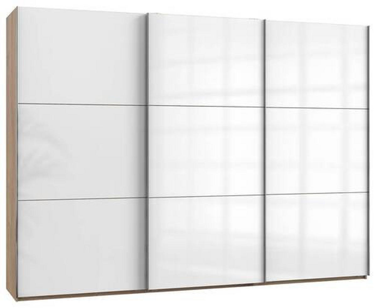SCHWEBETÜRENSCHRANK in Weiss, Eichefarben  - Chromfarben/Weiss, Modern, Holzwerkstoff (300/216/65cm) - MID.YOU
