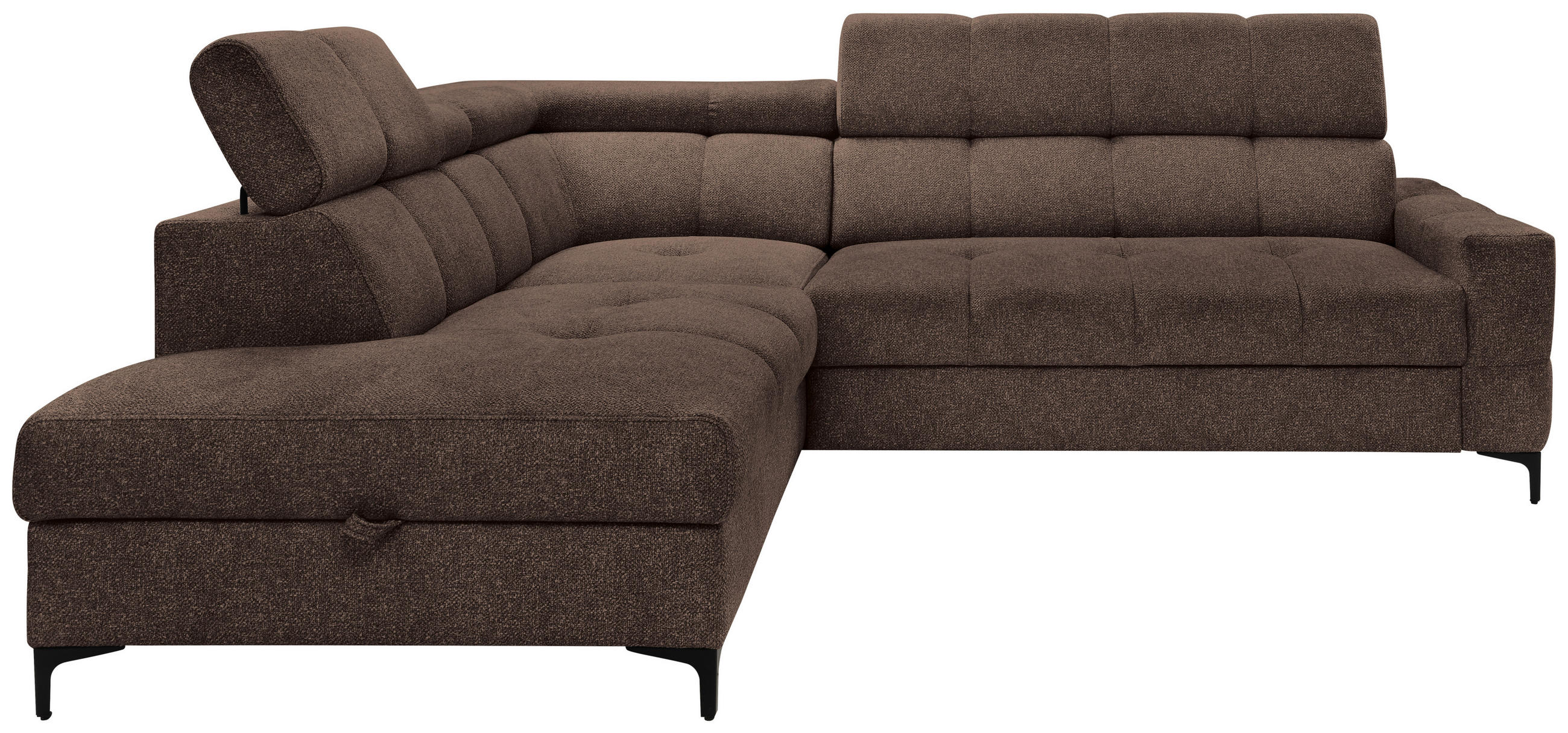 ECKSOFA Struktur Dunkelbraun  - Dunkelbraun/Schwarz, Modern, Textil/Metall (212/254cm) - Carryhome