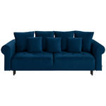 BIGSOFA in Samt Blau  - Blau/Schwarz, Design, Holz/Textil (248/96/95cm) - Carryhome