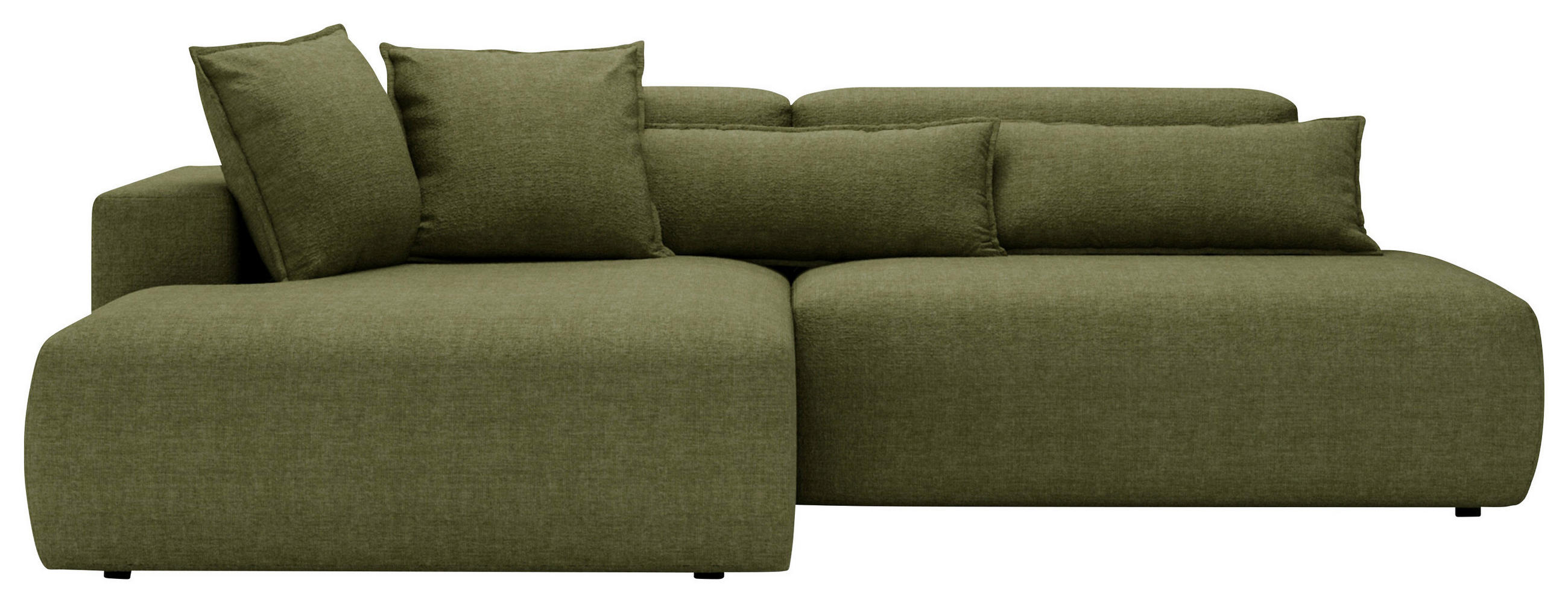 ECKSOFA Chenille Olivgrün  - Schwarz/Olivgrün, Design, Kunststoff/Textil (160/284cm) - Livetastic