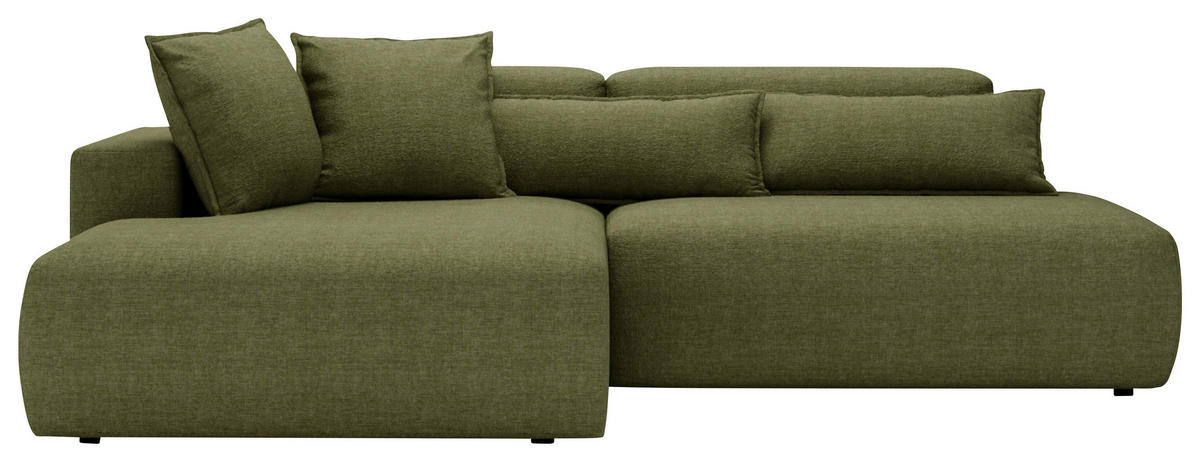 ECKSOFA Chenille Olivgrün  - Schwarz/Olivgrün, Design, Kunststoff/Textil (160/284cm) - Livetastic