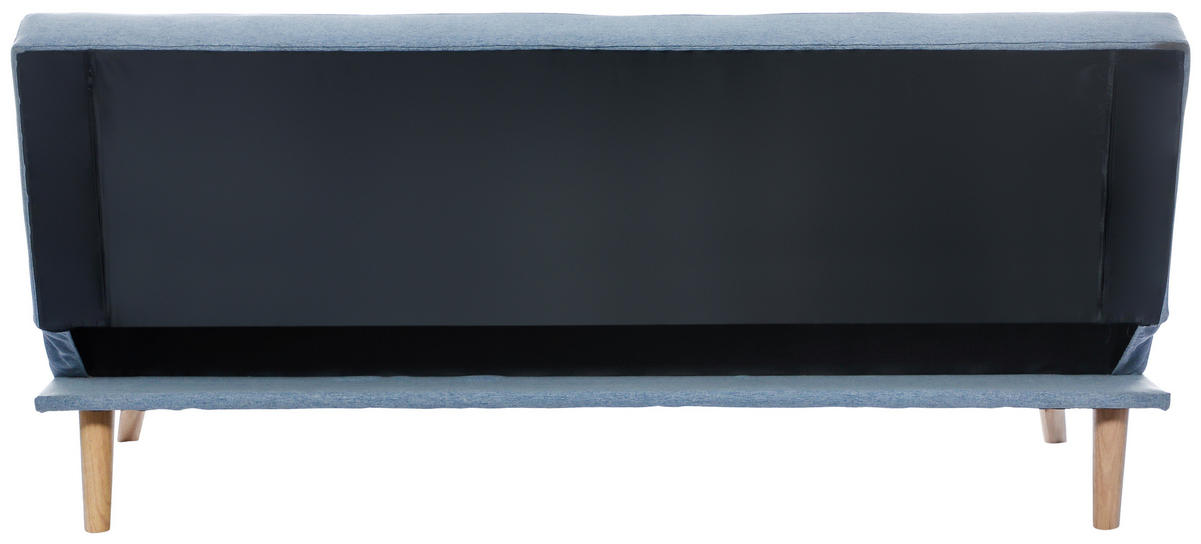 SCHLAFSOFA Leinenoptik Hellblau  - Schwarz/Naturfarben, Design, Holz/Kunststoff (179/81/85cm) - P & B