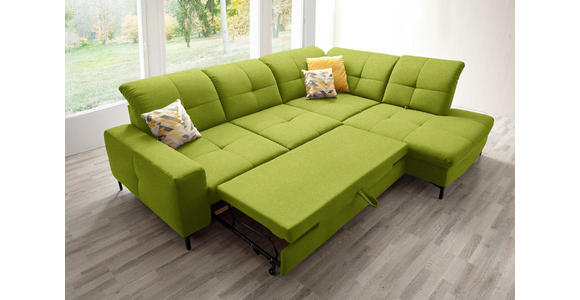 ECKSOFA in Chenille Limette 310/240 cm - Limette/Schwarz, Design, Textil/Metall (310/240cm) - Xora