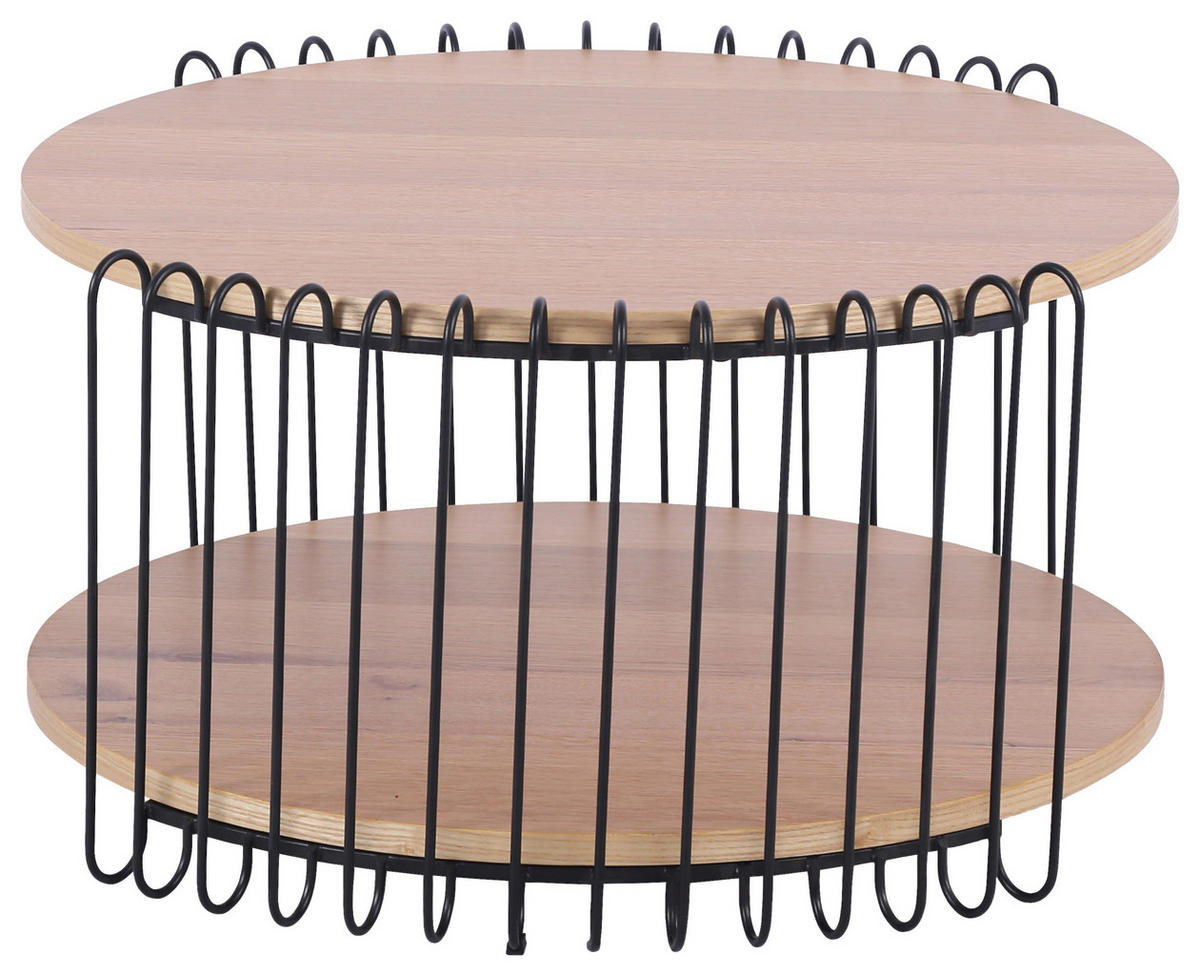 COUCHTISCH Eiche furniert 80/80/38 cm rund Schwarz, Eichefarben  - Eichefarben/Schwarz, Basics, Holz/Holzwerkstoff (80/80/38cm) - Stylife