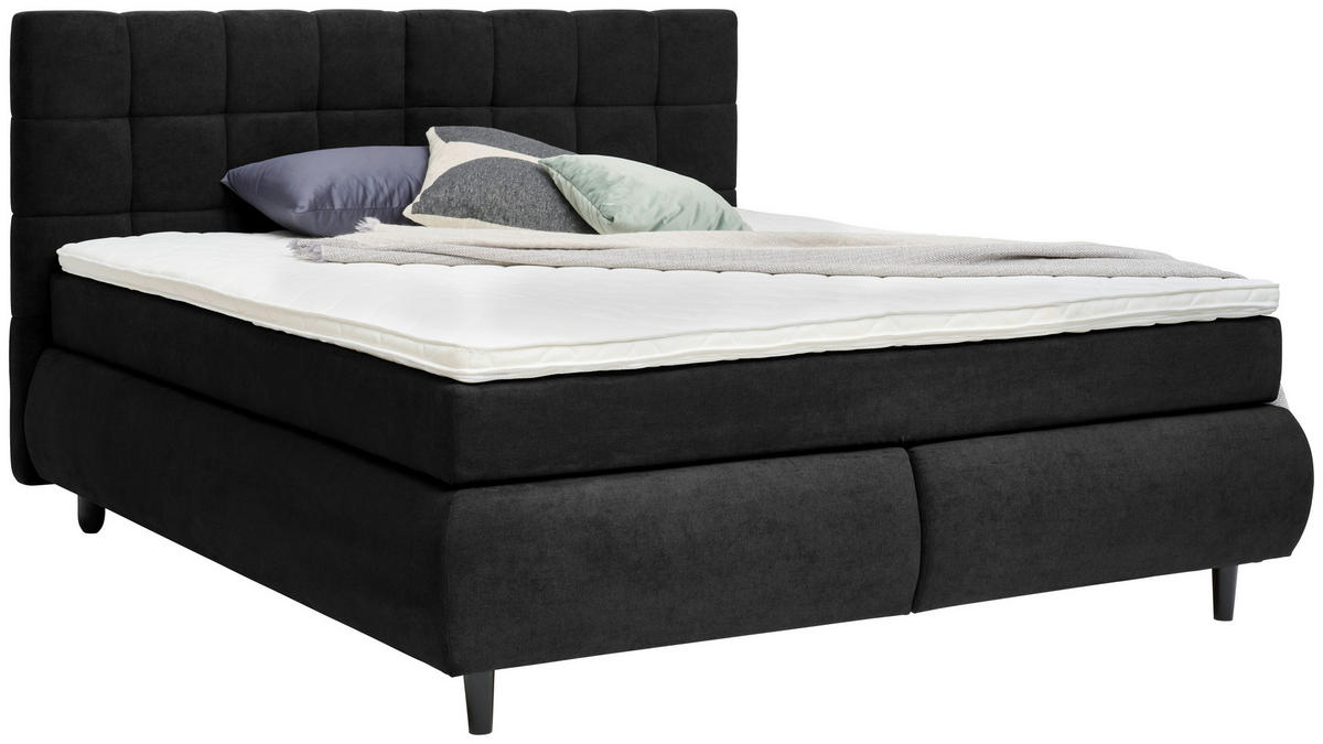 BOXSPRINGBETT 180/200 cm  in Schwarz  - Schwarz, Konventionell, Holz/Textil (180/200cm) - Ti'me