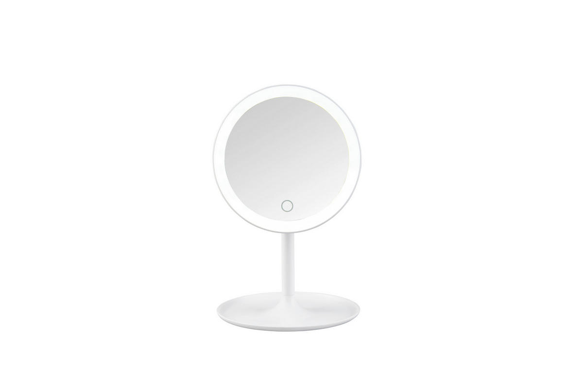 LEUCHTSPIEGEL 18/28,5/18  cm  - Weiß, Basics, Glas/Kunststoff (18/28,5/18 cm) - Milino