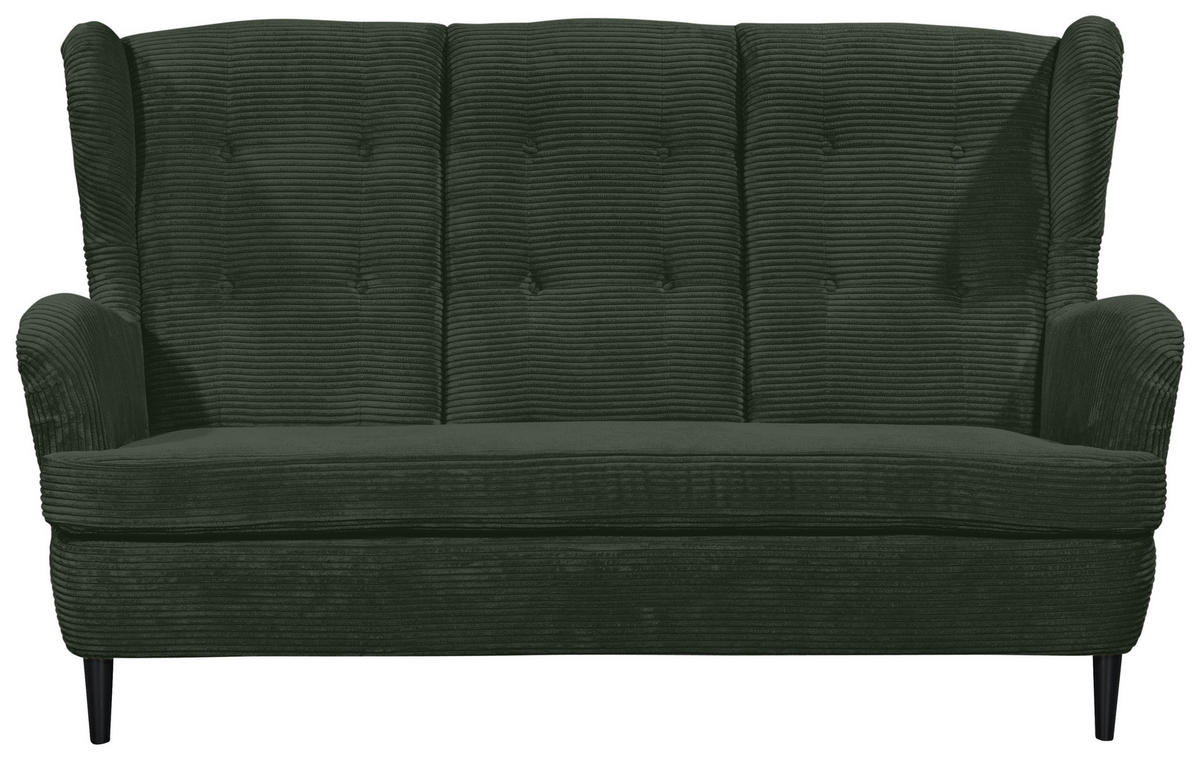 SOFA Cord Dunkelgrün  - Dunkelgrün/Schwarz, KONVENTIONELL, Holz/Textil (176/103/98cm) - MID.YOU