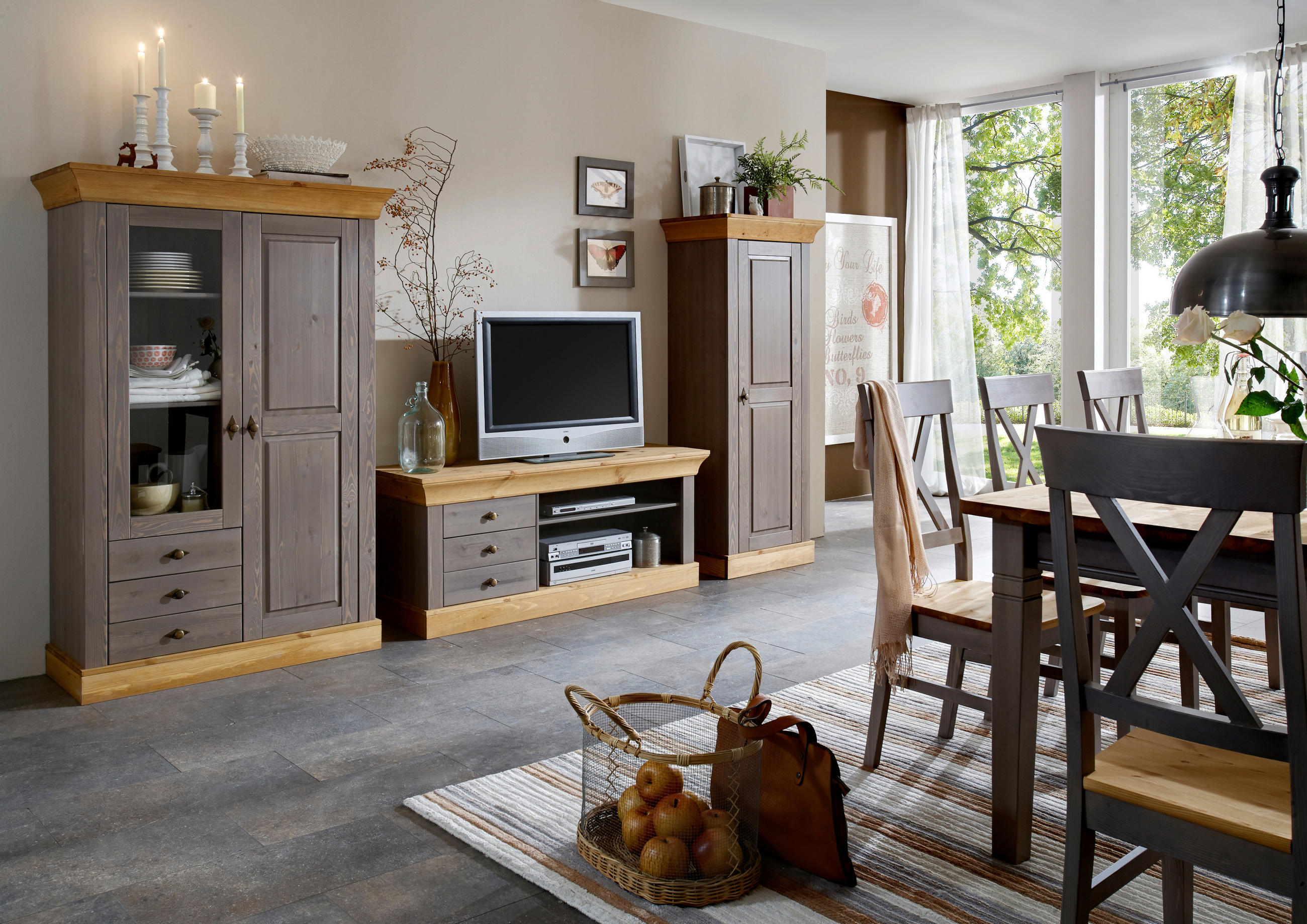 ESSTISCH in Holz 180/90/78 cm  - Laugenfarbig/Grau, ROMANTIK / LANDHAUS, Holz (180/90/78cm) - Boxxx