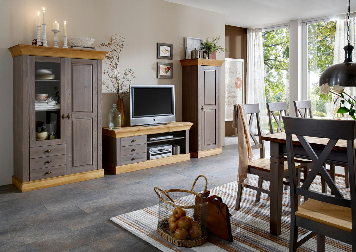 SCHRANK - Laugenfarbig/Grau, ROMANTIK / LANDHAUS, Holz/Metall (65/163/45cm) - Boxxx