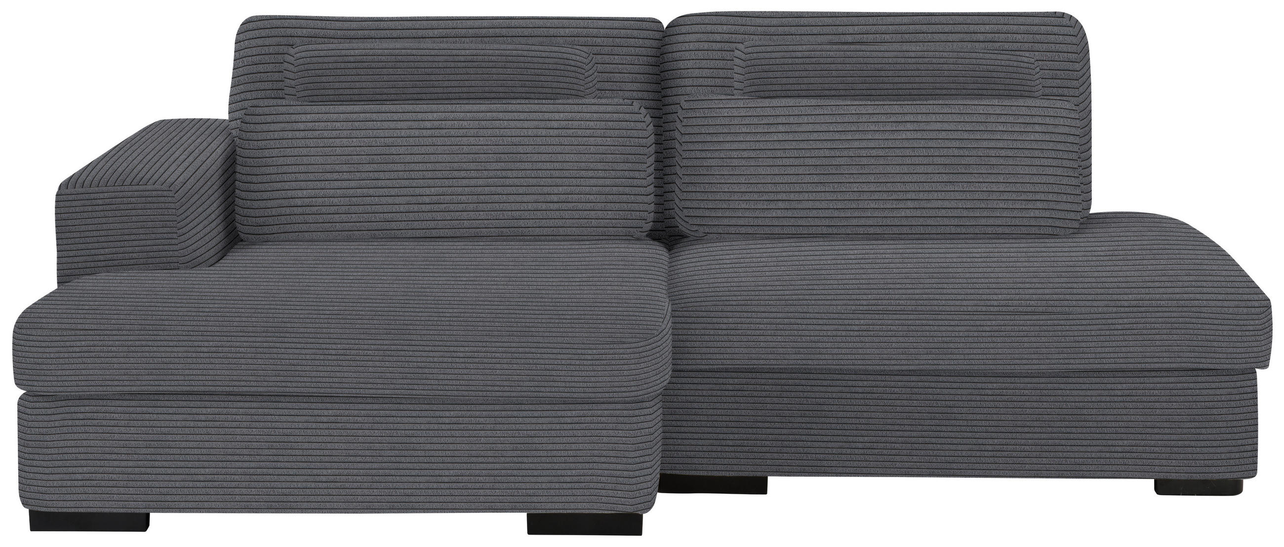 ECKSOFA in Cord, Velours Dunkelgrau  - Dunkelgrau/Schwarz, Design, Kunststoff/Textil (158/223cm) - Lomoco