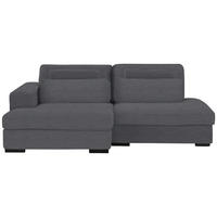 ECKSOFA in Cord, Velours Dunkelgrau  - Dunkelgrau/Schwarz, Design, Kunststoff/Textil (158/223cm) - Lomoco