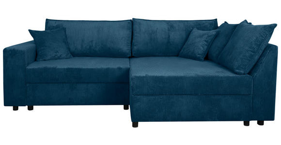 ECKSOFA Blau Cord  - Blau/Schwarz, KONVENTIONELL, Kunststoff/Textil (245/153cm) - Carryhome
