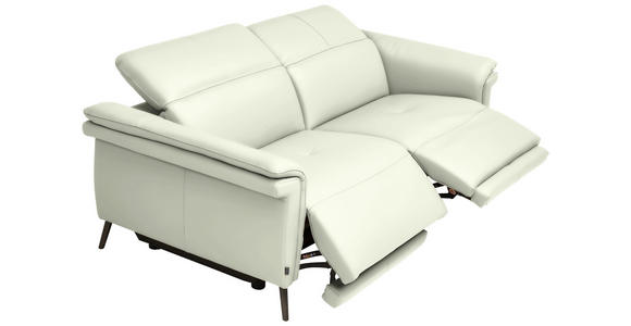 3-SITZER-SOFA  in Echtleder Weiß   - Schwarz/Weiß, Design, Leder/Metall (210/79/104cm) - Belluti