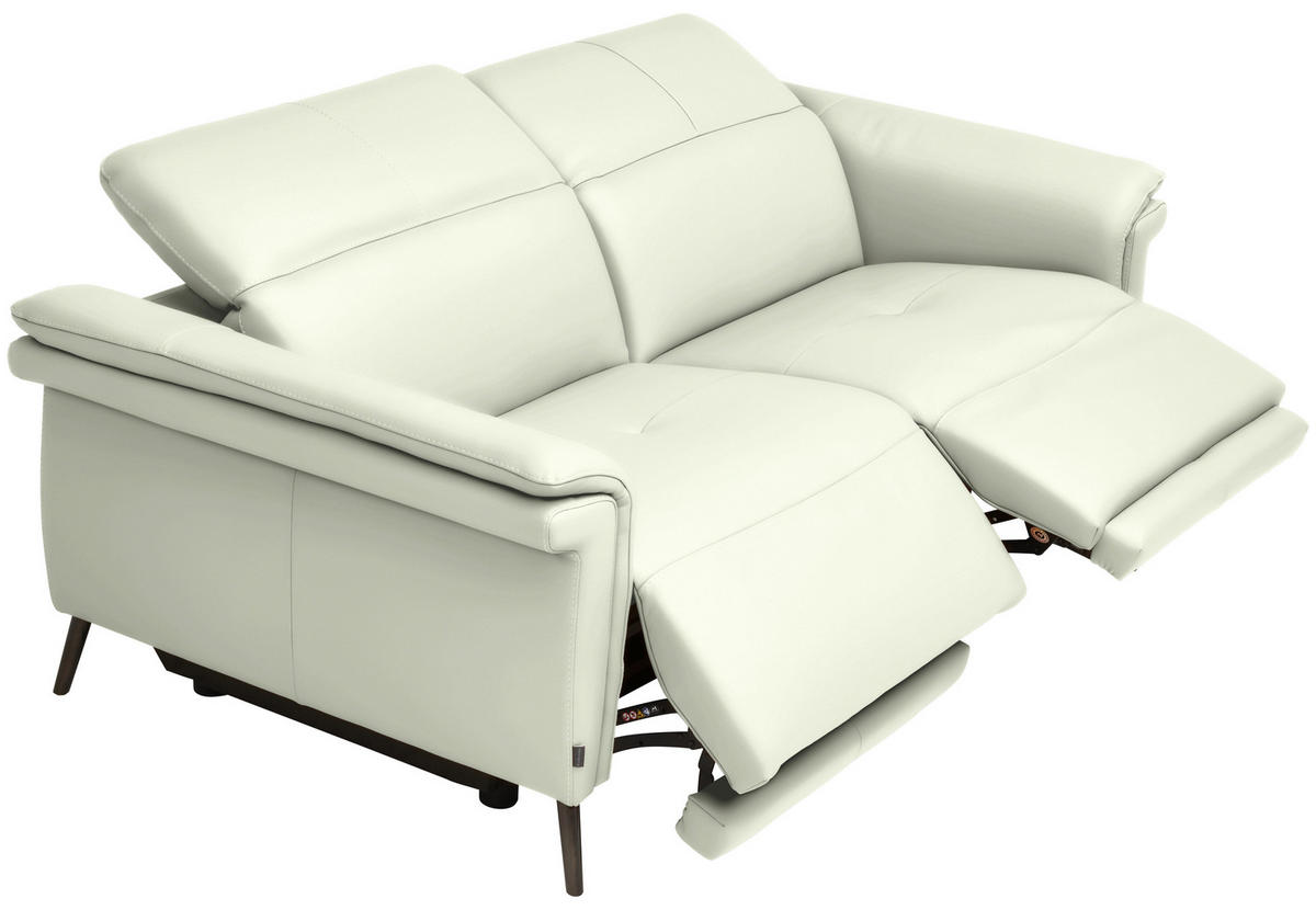 3-SITZER-SOFA Echtleder Weiss  - Weiss/Schwarz, Design, Leder/Metall (210/79/104cm) - Belluti