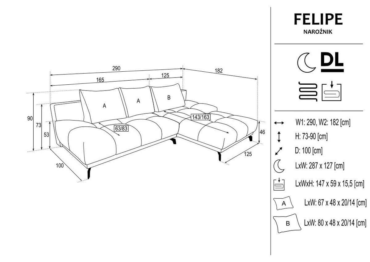 ECKSOFA in Chenille Ecru  - Ecru/Schwarz, Modern, Textil/Metall (290/182cm) - Hom`in