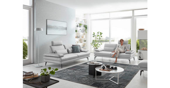 3-SITZER-SOFA in Leder Weiß - Schwarz/Weiß, Design, Leder/Metall (222/86/104cm) - Dieter Knoll