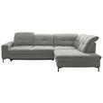 ECKSOFA in Chenille Hellgrau  310/240 cm  - Hellgrau/Schwarz, Design, Textil/Metall (310/240cm) - Xora