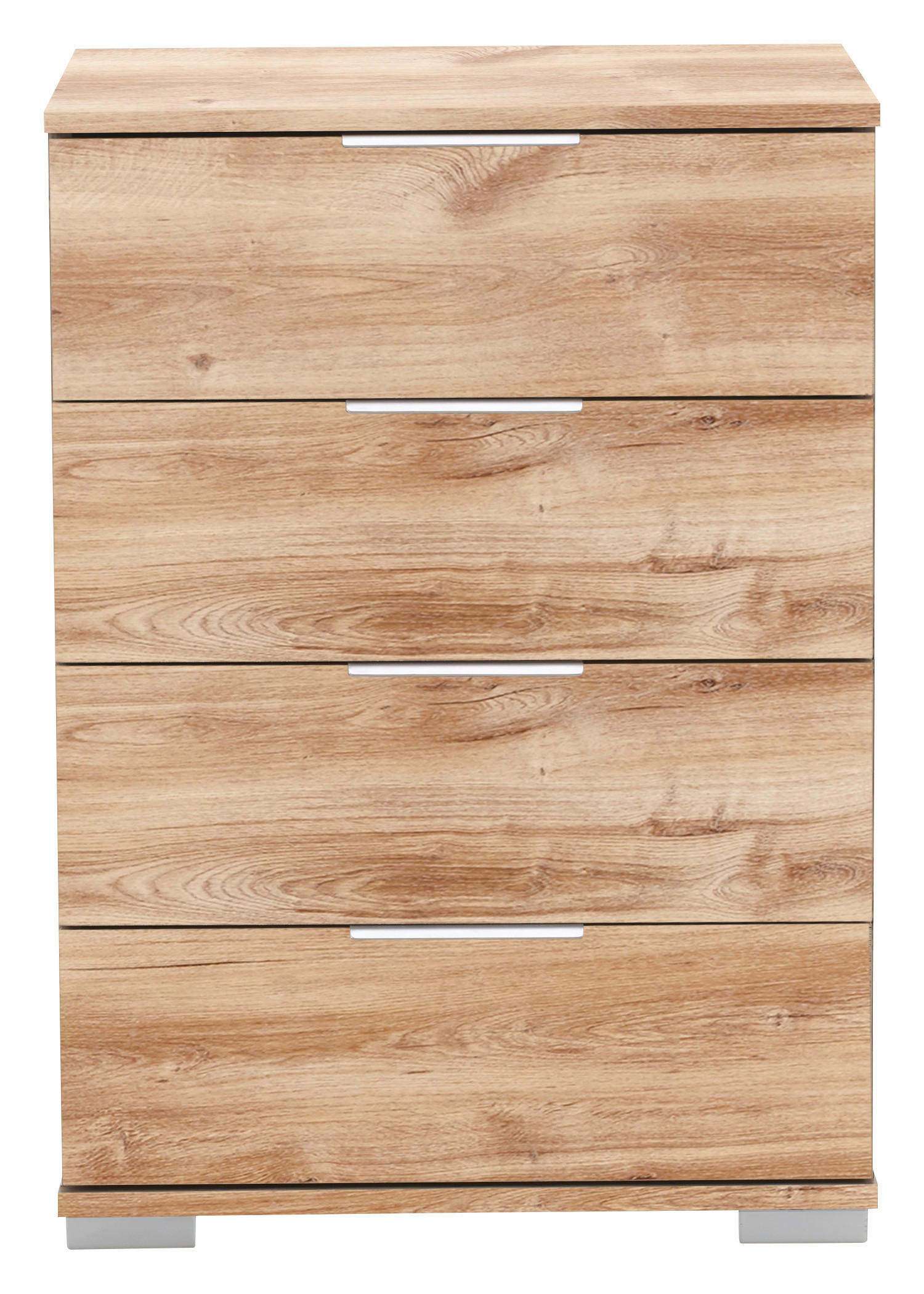 NOČNA OMARICA, barve hrasta  - barve kroma/barve hrasta, Design, kovina/umetna masa (52/74/38cm) - Carryhome