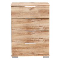 NOČNA OMARICA, barve hrasta  - barve kroma/barve hrasta, Design, kovina/umetna masa (52/74/38cm) - Carryhome