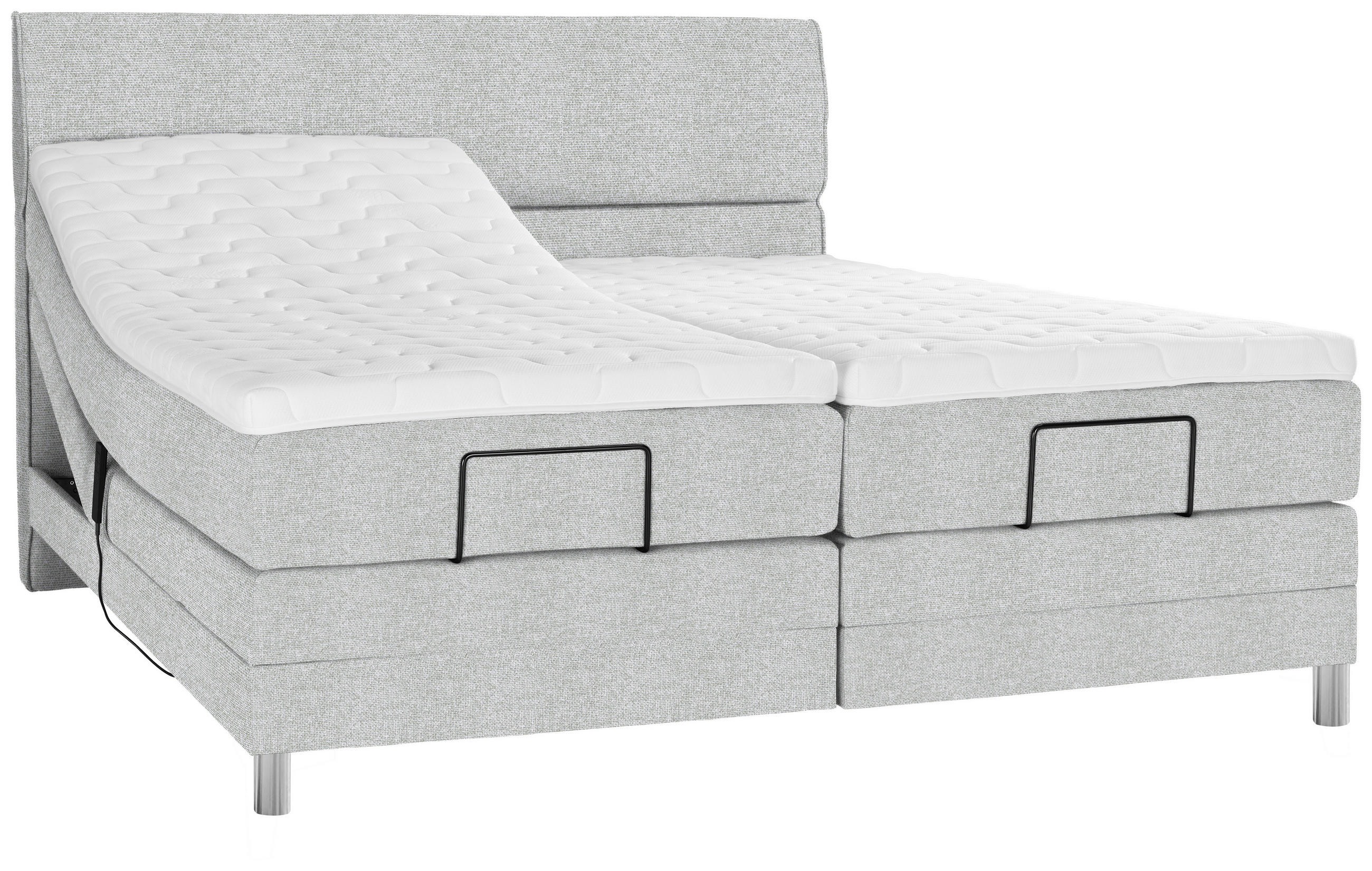 BOXSPRINGBETT 180/200 cm  in Hellgrau  - Chromfarben/Hellgrau, Konventionell, Kunststoff/Textil (180/200cm) - Voleo