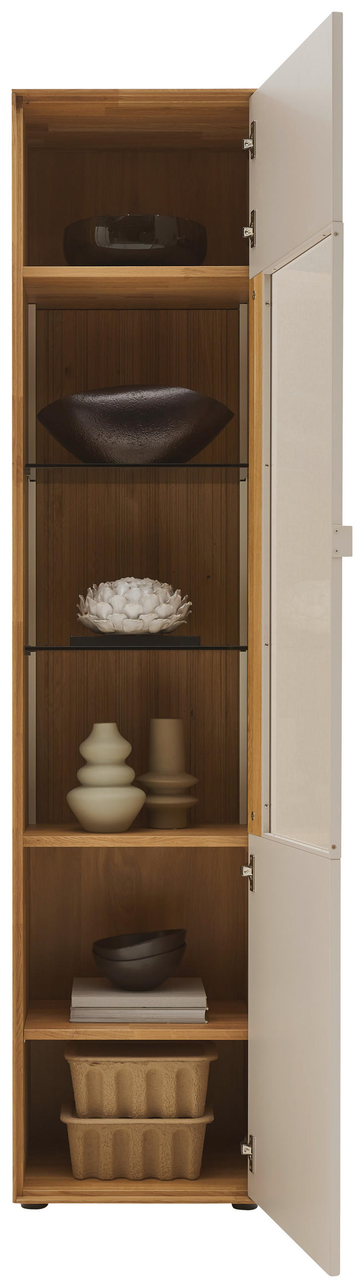 VITRINE  in massiv Wildeiche Kaschmir, Wildeiche - Kaschmir/Wildeiche, Design, Glas/Holz (46,9/205,5/37,1cm) - Dieter Knoll