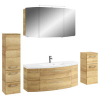 BADEZIMMER 5-teilig  in 181 cm  - Chromfarben/Eichefarben, KONVENTIONELL, Glas/Holzwerkstoff (181cm) - Pelipal