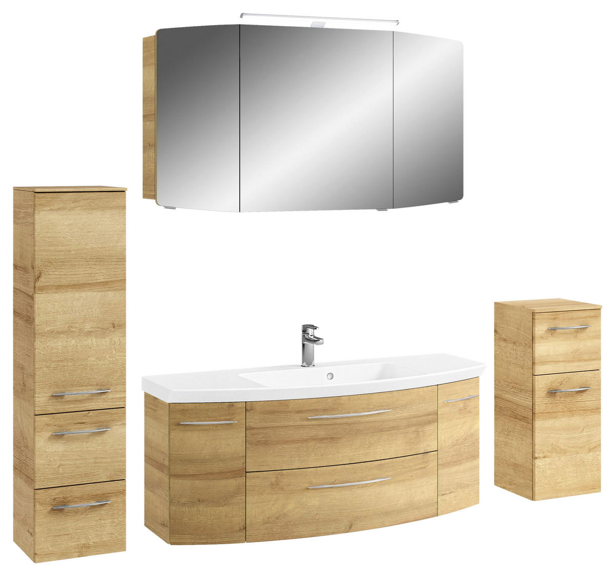 BADEZIMMER 5-teilig  in 181 cm  - Chromfarben/Eichefarben, KONVENTIONELL, Glas/Holzwerkstoff (181cm) - Pelipal