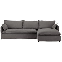 HUSSEN-ECKSOFA in Flachgewebe, Bouclé Grau  295/165 cm  - Schwarz/Grau, Trend, Textil/Metall (295/165cm) - Livetastic