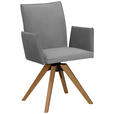 ARMLEHNSTUHL  Stoffauswahl, Typenauswahl, Sitzfläche 360° drehbar, automatische Rückholfunktion Lederlook  - Eichefarben/Hellgrau, KONVENTIONELL, Holz/Textil (64/91/61cm) - Moderano