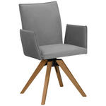 ARMLEHNSTUHL  Stoffauswahl, Typenauswahl, Sitzfläche 360° drehbar, automatische Rückholfunktion Lederlook  - Eichefarben/Hellgrau, KONVENTIONELL, Holz/Textil (64/91/61cm) - Moderano