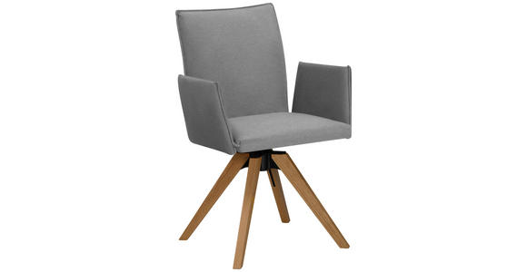 ARMLEHNSTUHL  Stoffauswahl, Typenauswahl, Sitzfläche 360° drehbar, automatische Rückholfunktion Lederlook  - Eichefarben/Hellgrau, KONVENTIONELL, Holz/Textil (64/91/61cm) - Moderano