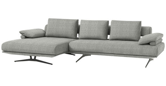 ECKSOFA in Chenille Hellgrau  - Hellgrau/Schwarz, Design, Textil/Metall (168/334cm) - Dieter Knoll