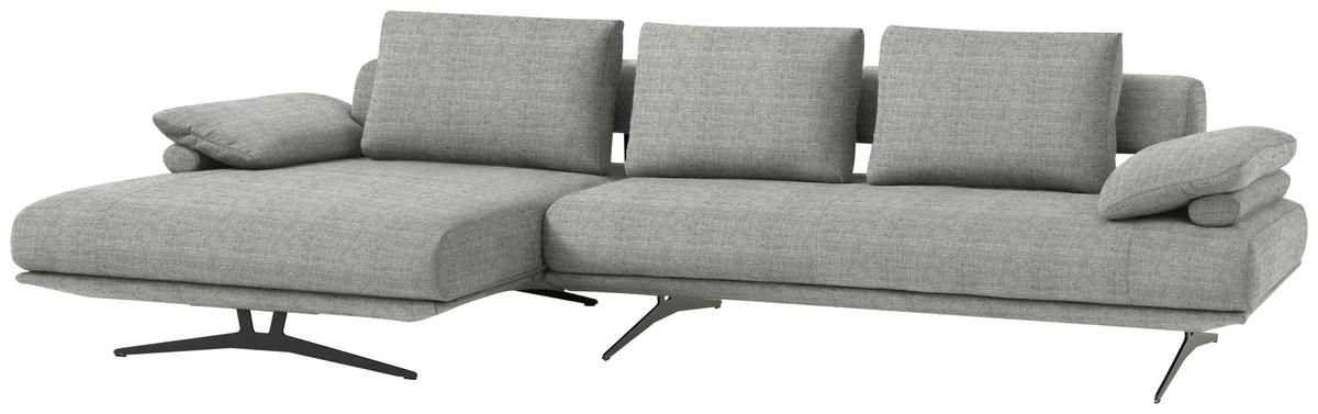 ECKSOFA in Chenille Hellgrau  168/334 cm  - Hellgrau/Schwarz, Design, Textil/Metall (168/334cm) - Dieter Knoll