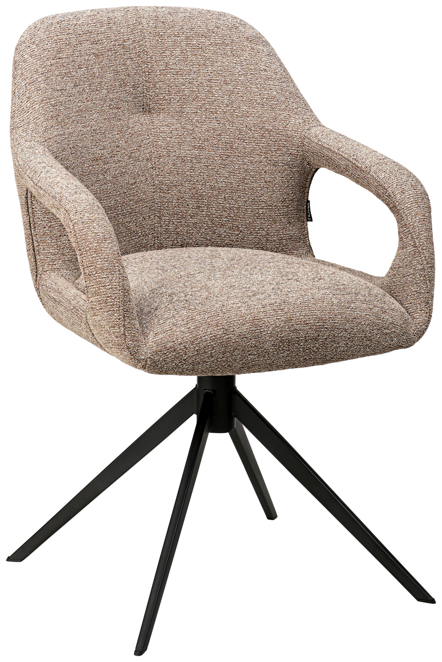 ARMLEHNSTUHL  Wippfunktion, Sitzfläche 360° drehbar, automatische Rückholfunktion Webstoff  - Schwarz/Cappuccino, Design, Textil/Metall (59,5/85,5/61,5cm) - Novel