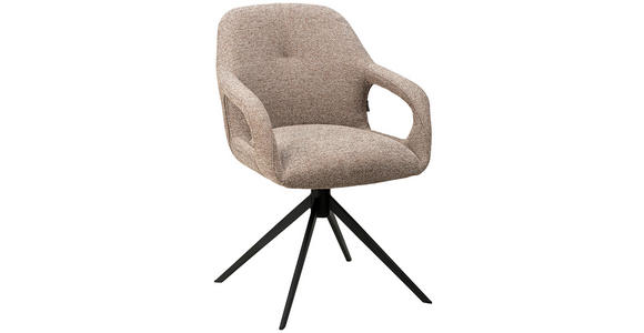 ARMLEHNSTUHL  Wippfunktion, Sitzfläche 360° drehbar, automatische Rückholfunktion Webstoff  - Schwarz/Cappuccino, Design, Textil/Metall (59,5/85,5/61,5cm) - Novel