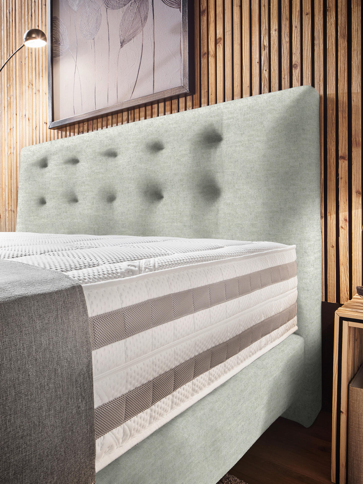 BOXSPRINGBETT 160/200 cm  in Hellgrau  - Hellgrau, KONVENTIONELL, Holz/Textil (160/200cm) - Dieter Knoll