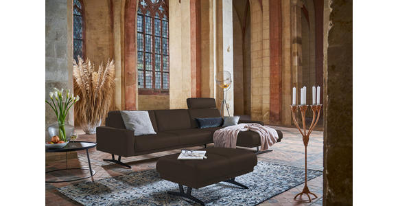 ECKSOFA in Echtleder Dunkelbraun  - Anthrazit/Dunkelbraun, KONVENTIONELL, Leder/Metall (324/182cm) - Ambiente