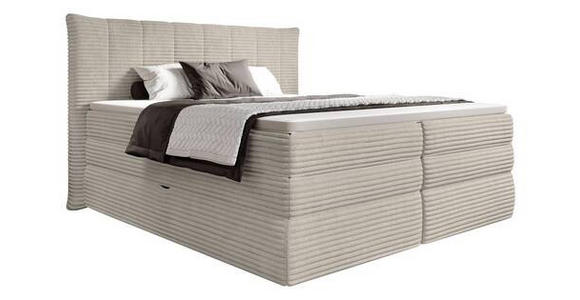 BOXSPRINGBETT 180/200 cm  in Sandfarben  - Sandfarben/Schwarz, Design, Kunststoff/Textil (180/200cm) - Esposa