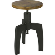 DREHHOCKER Naturfarben, Schwarz - Schwarz/Naturfarben, Trend, Holz/Metall (34/48/34cm) - Ambia Home