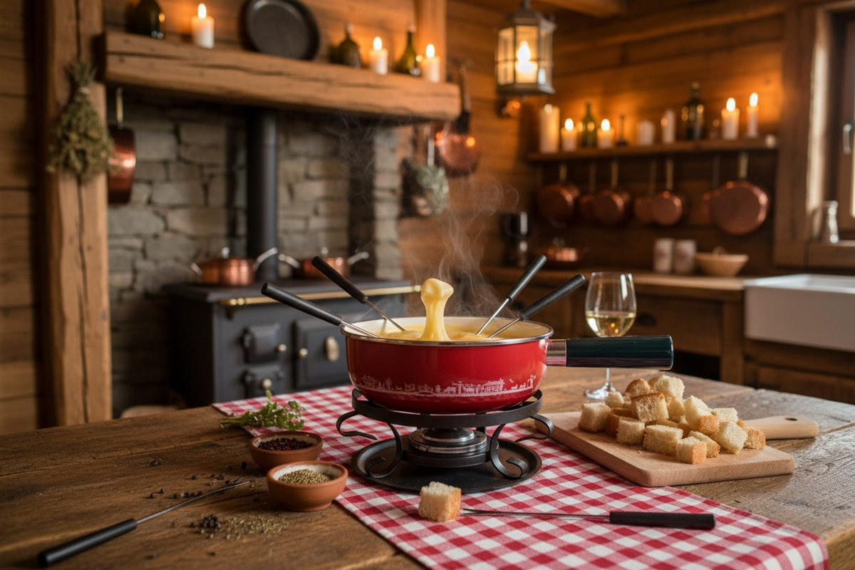 FONDUESET Heidi Cheese Line: Alpen  - Weiss/Rot, Basics, Metall (48,50/11/27cm) - Heidi Cheese Line