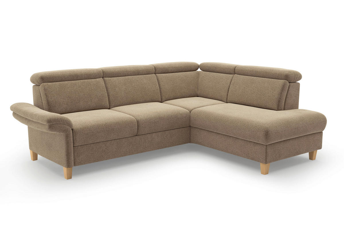 ECKSOFA GLENDALE E Hellbraun Flachgewebe  - Hellbraun/Eichefarben, KONVENTIONELL, Holz/Textil (247/193cm) - Sit & More