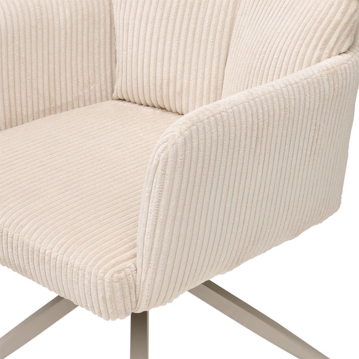 ARMLEHNSTUHL  Sitzfläche 180° drehbar, automatische Rückholfunktion Cord  - Beige/Creme, MODERN, Textil/Metall (57/89/67cm) - MID.YOU