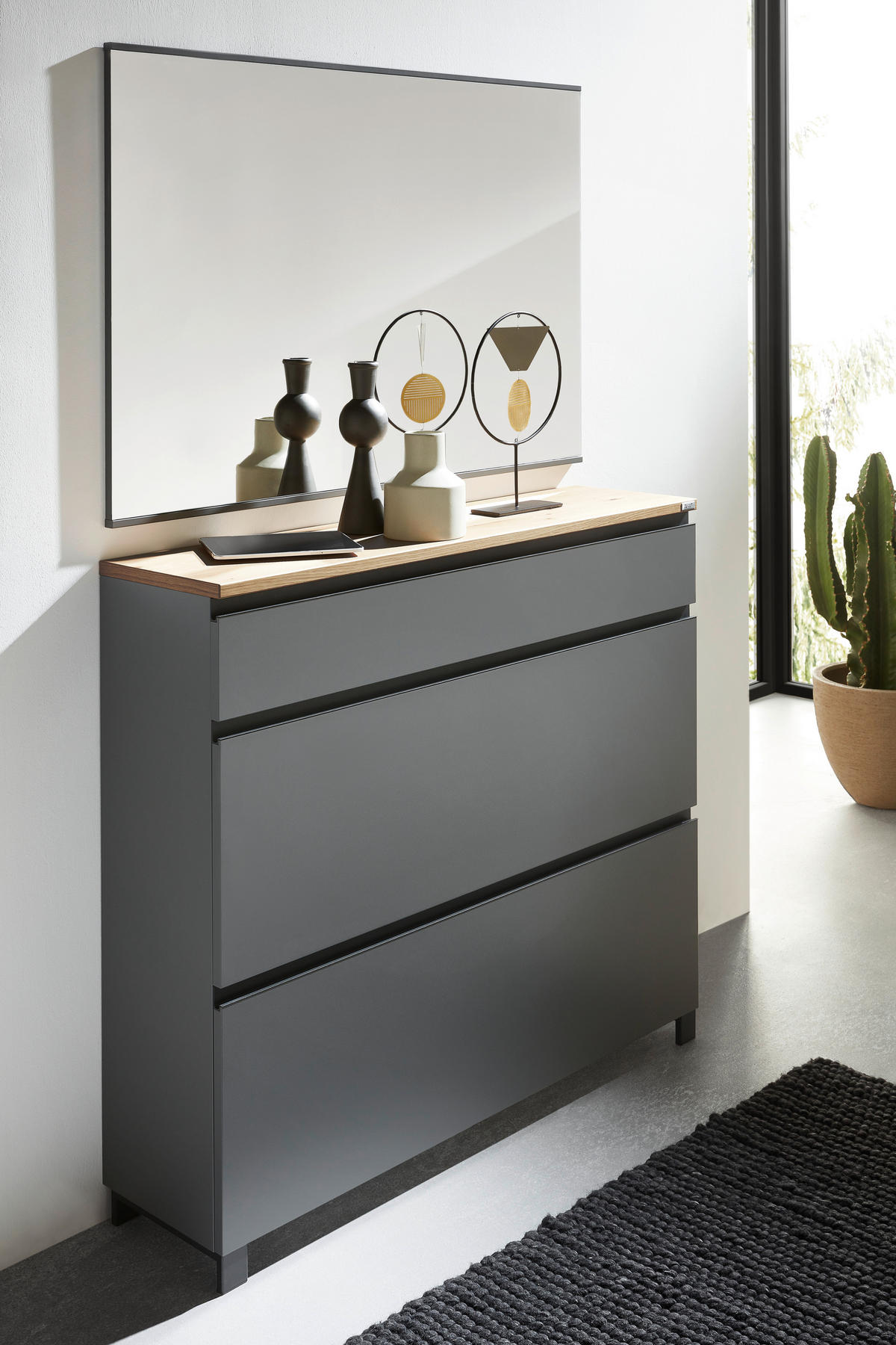 STENSKO OGLEDALO, 118/80/2 cm steklo  - siva, Design, steklo/les (118/80/2cm) - Dieter Knoll