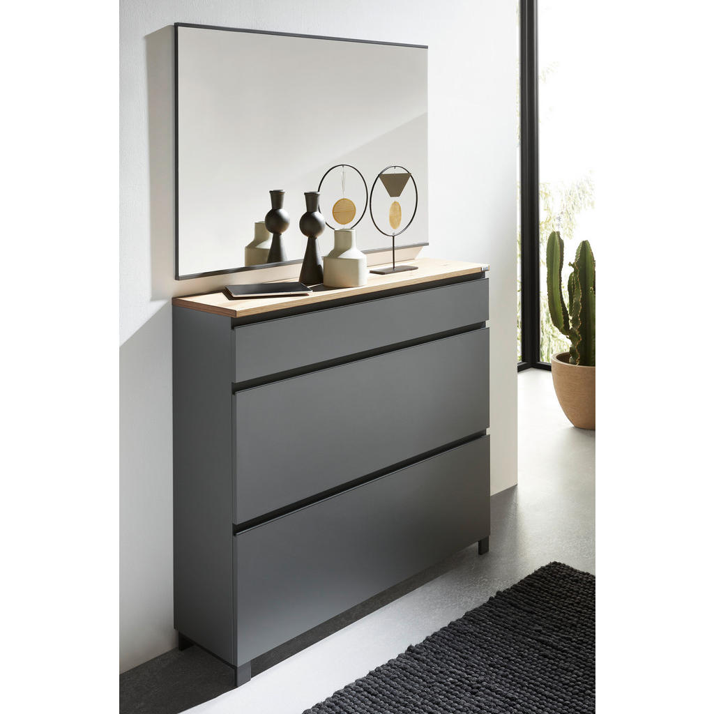Thumbnail - Dieter Knoll Wandspiegel Dieter Knoll, Grau, Glas, Buche, massiv, rechteckig, 118x80x2 cm, Goldenes M, Made in Germany, ...