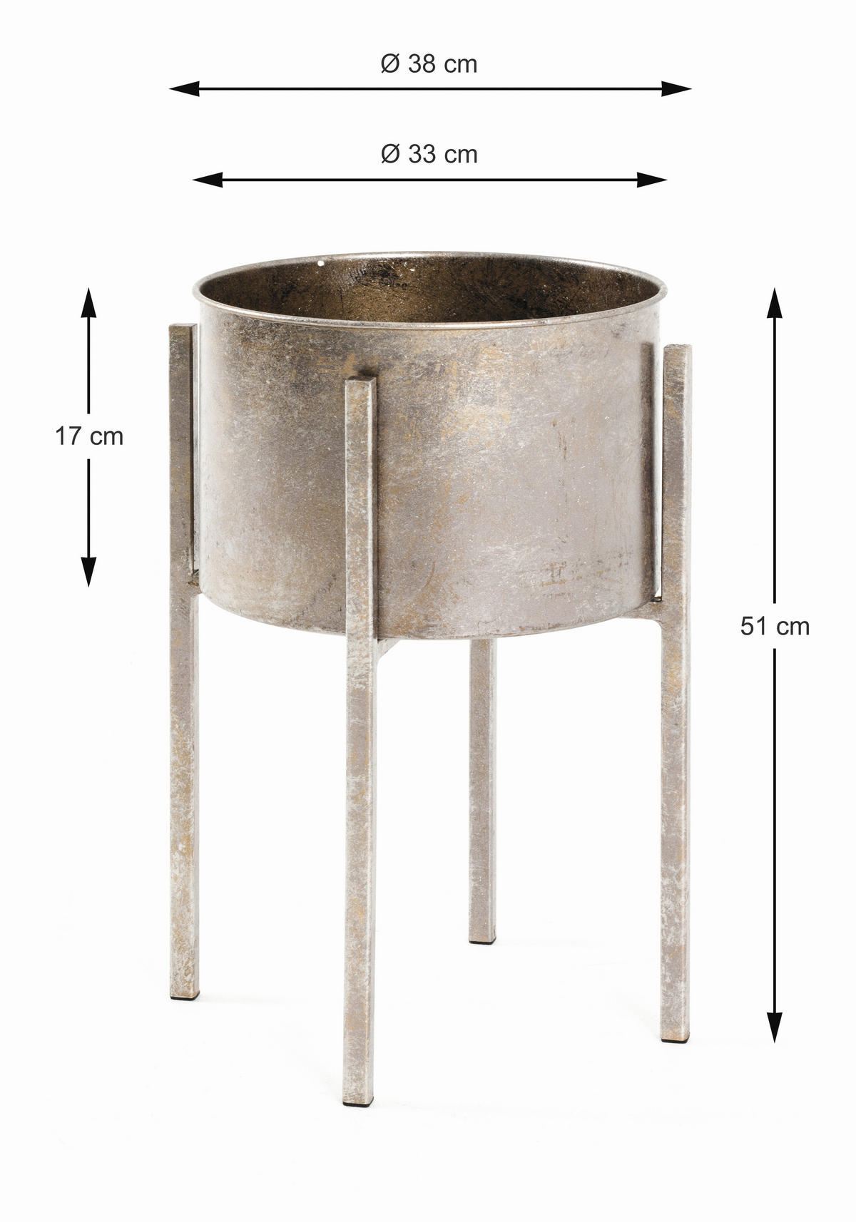 STALAK ZA CVEĆE bronzana  metal  - bronzana, Lajfstajl, metal (38/38/51cm)