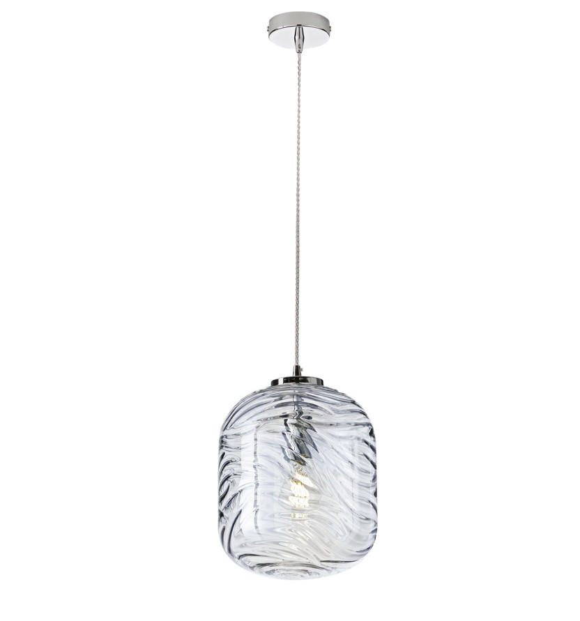 HÄNGELEUCHTE Luce Ambiente e Design 24,5/149,7 cm   - Chromfarben/Pastellblau, KONVENTIONELL, Glas/Metall (24,5/149,7cm)