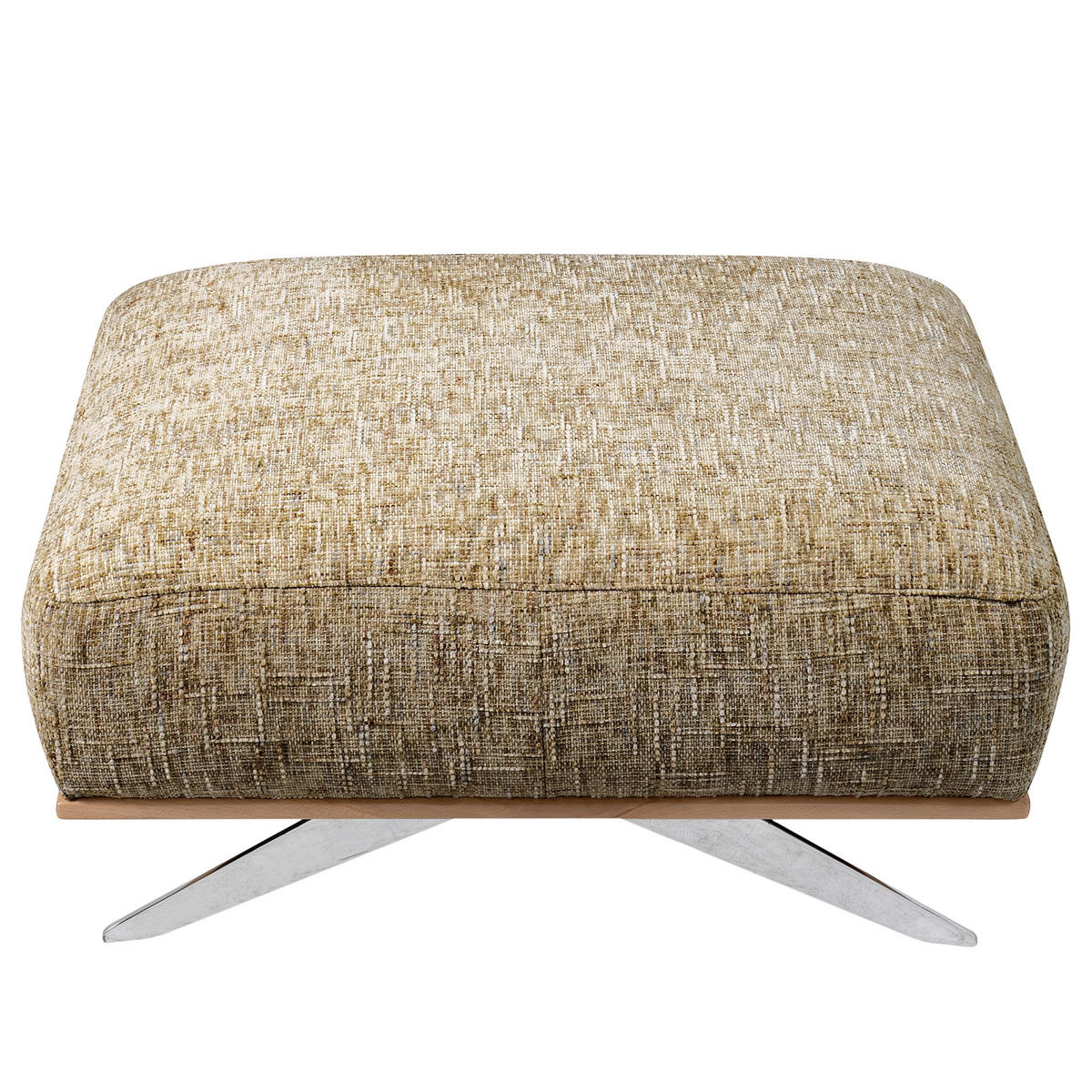 HOCKER PORTLAND Struktur Hellbraun  - Chromfarben/Hellbraun, Design, Holz/Textil (95/46/80cm) - Livetastic