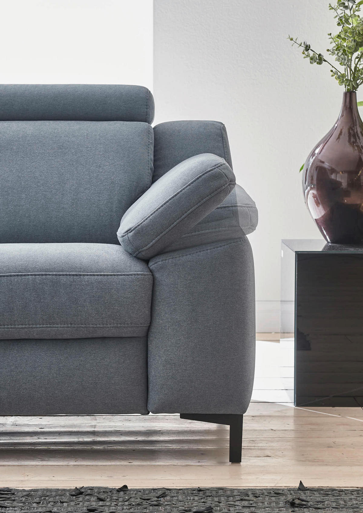 2,5-SITZER Chenille Pastellblau  - Pastellblau/Schwarz, Design, Textil/Metall (188/104/104cm) - Valdera